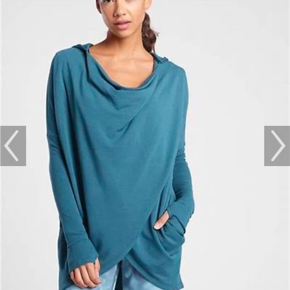 Athleta Purana Hooded Drape Front Top